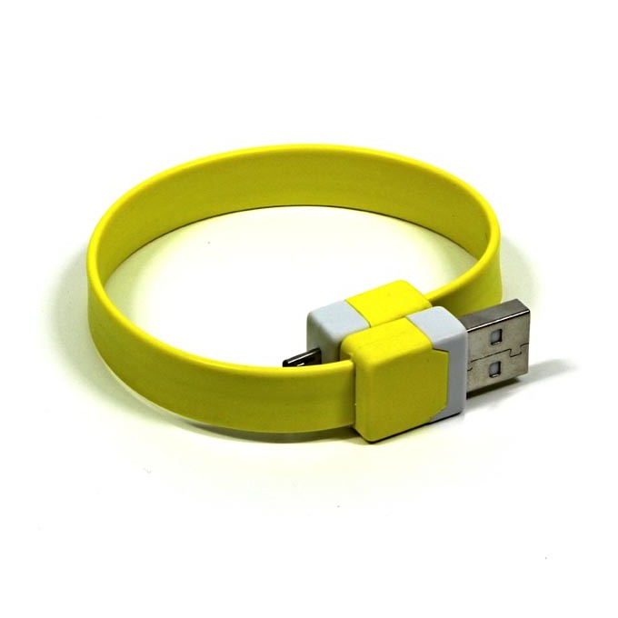 Logo USB kabel (2.0), USB A M - microUSB (M), 0.25m, żółty, blistr, na nadgarstek, EOL