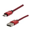 Logo USB kabel (2.0), USB A M - microUSB (M), 1m, 480 Mb/s, 5V/2A, czerwony, box, oplot nylonowy, aluminiowa osłona 