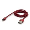 Logo USB kabel (2.0), USB A M - microUSB (M), 1m, 480 Mb/s, 5V/2A, czerwony, box, oplot nylonowy, aluminiowa osłona 