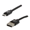 Logo USB kabel (2.0), USB A M - microUSB (M), 2m, 480 Mb/s, 5V/1A, czarny, box, oplot nylonowy, aluminiowa osłona 