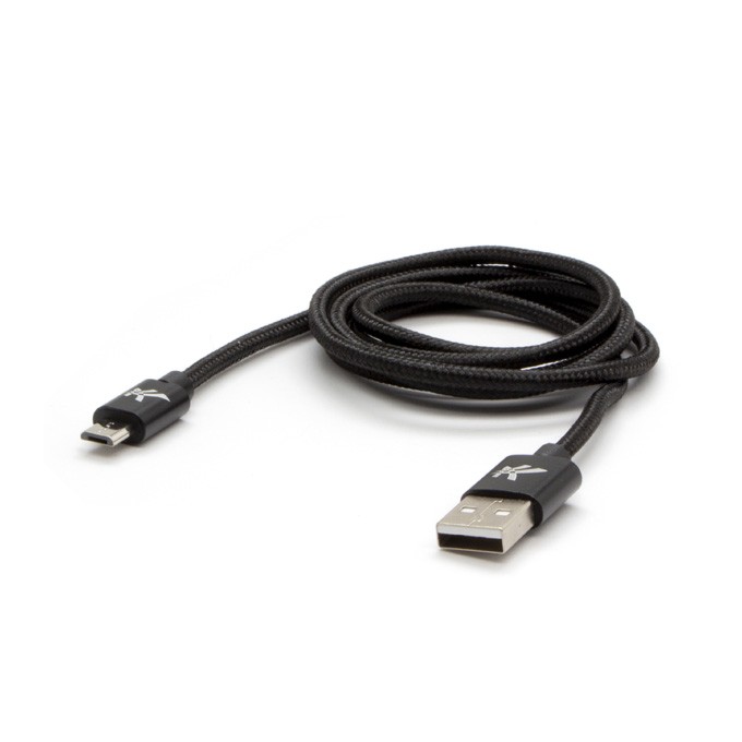 Logo USB kabel (2.0), USB A M - microUSB (M), 2m, 480 Mb/s, 5V/1A, czarny, box, oplot nylonowy, aluminiowa osłona 