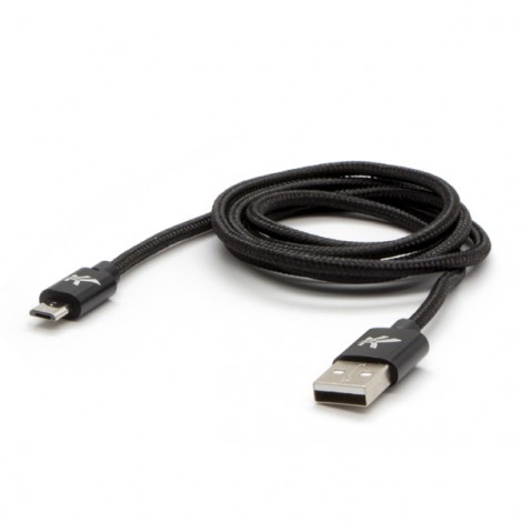 Logo USB kabel (2.0), USB A M - microUSB (M), 2m, 480 Mb/s, 5V/1A, czarny, box, oplot nylonowy, aluminiowa osłona 