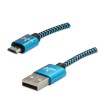 Logo USB kabel (2.0), USB A M - microUSB (M), 2m, 480 Mb/s, 5V/1A, niebieski, box, oplot nylonowy, aluminiowa osłona 
