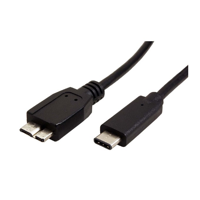 USB kabel (3.0), USB C (M) - USB micro B (M), 0.5m, okrągły, czarny, plastic bag