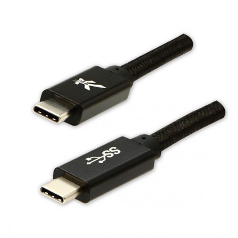 Logo USB kabel (3.2 gen 1), USB C (M) - USB C (M), 1m, 5 Gb/s, 5V/3A, czarny, box, oplot nylonowy, aluminiowa osłona 