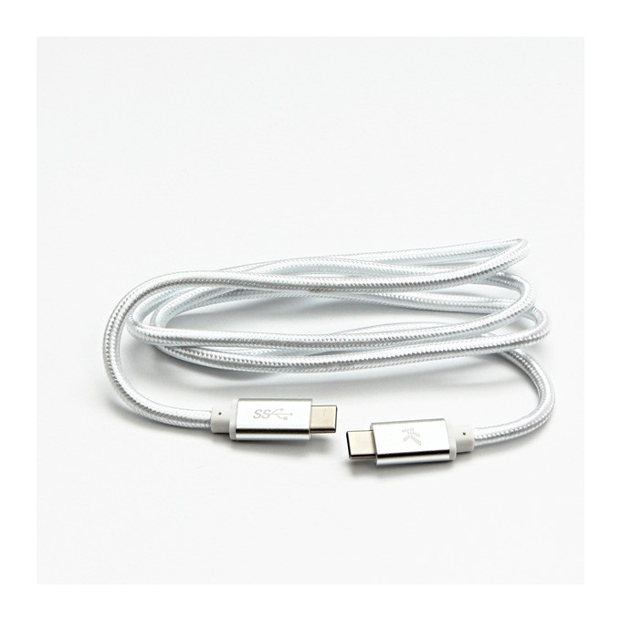 Logo USB kabel (3.2 gen 1), USB C (M) - USB C (M), 1m, 5 Gb/s, 5V/3A, biały, box, oplot nylonowy, aluminiowa osłona 