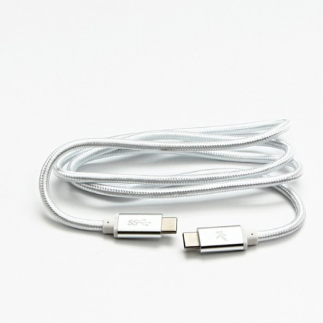 Logo USB kabel (3.2 gen 1), USB C (M) - USB C (M), 1m, 5 Gb/s, 5V/3A, biały, box, oplot nylonowy, aluminiowa osłona 