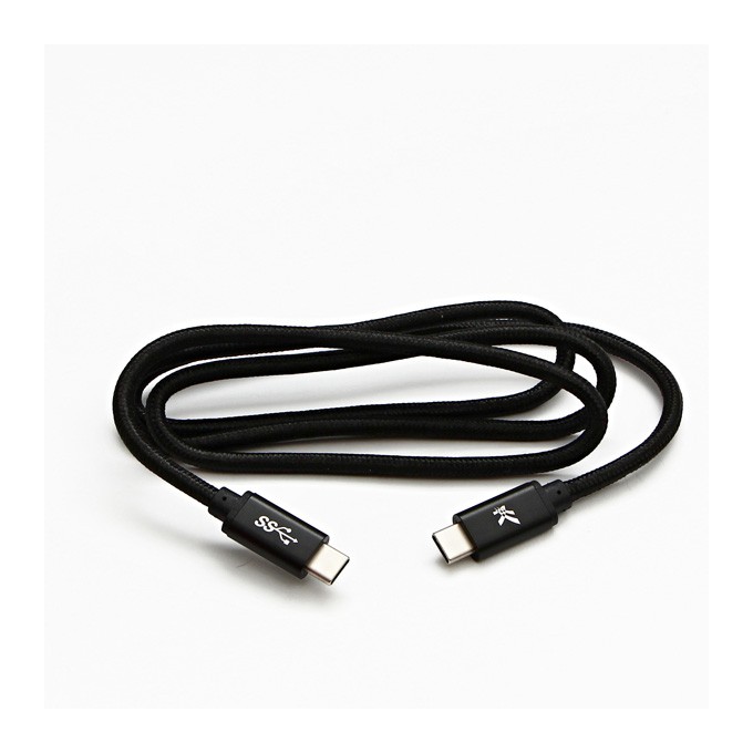 Logo USB kabel (3.2 gen 1), USB C (M) - USB C (M), 2m, 5 Gb/s, 5V/3A, czarny, box, oplot nylonowy, aluminiowa osłona 