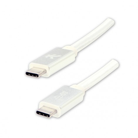 Logo USB kabel (3.2 gen 2), USB C (M) - USB C (M), 1m, Power Delivery 100W, 10 Gb/s, 20V/5A, biały, box, oplot 