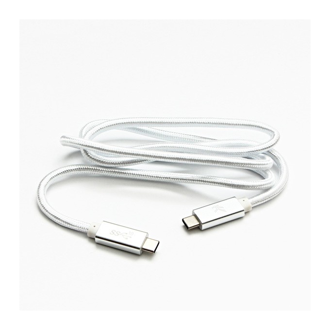Logo USB kabel (3.2 gen 2), USB C (M) - USB C (M), 1m, Power Delivery 100W, 10 Gb/s, 20V/5A, biały, box, oplot 