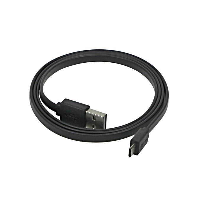 USB kabel (2.0), USB A (M) reversible - microUSB reversible (M), 0.3m, płaski, czarny, dwustronny