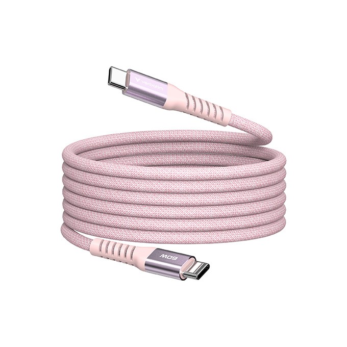 Verbatim USB kabel USB C (M) - USB C (M), 60W, 1.2m, magnetyczny, różowy, box, 31853