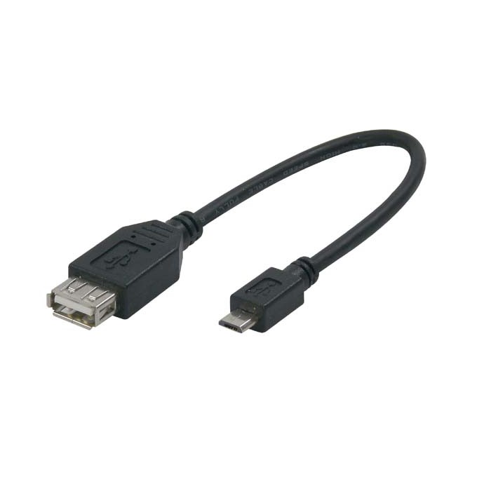Logo USB kabel (2.0), microUSB (M) - USB A F, 0.2m, OTG, czarny