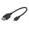Logo USB kabel (2.0), microUSB (M) - USB A F, 0.2m, OTG, czarny