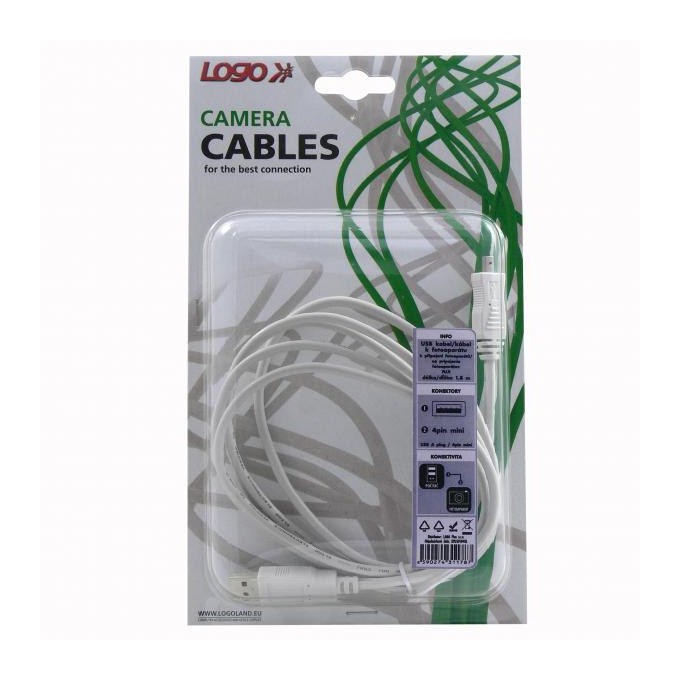 Logo USB kabel (2.0), USB A M - 4-pin M, 1.8m, czarny, blistr, FUJI