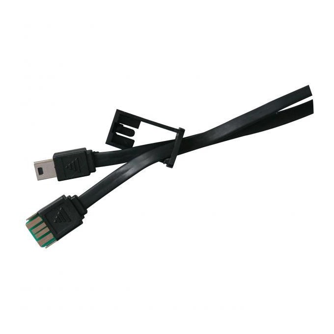 Logo USB kabel (2.0), USB A M - miniUSB (M), 0.3m, czarny, smycz do aparatu, EOL