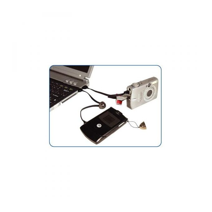 Logo USB kabel (2.0), USB A M - miniUSB (M), 0.3m, czarny, smycz do aparatu, EOL