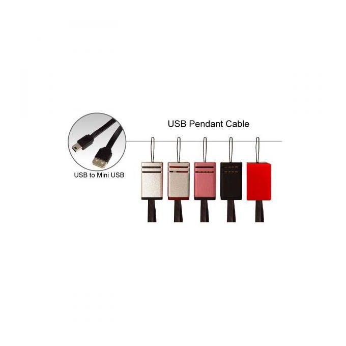 Logo USB kabel (2.0), USB A M - miniUSB (M), 0.3m, czarny, smycz do aparatu, EOL
