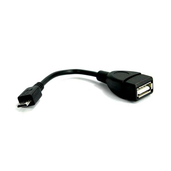 USB kabel (2.0), microUSB (M) - USB A F, 0.15m, OTG, czarny, EOL