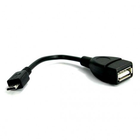 Logo USB kabel (2.0), microUSB (M) - USB A F, 0.15m, OTG, czarny