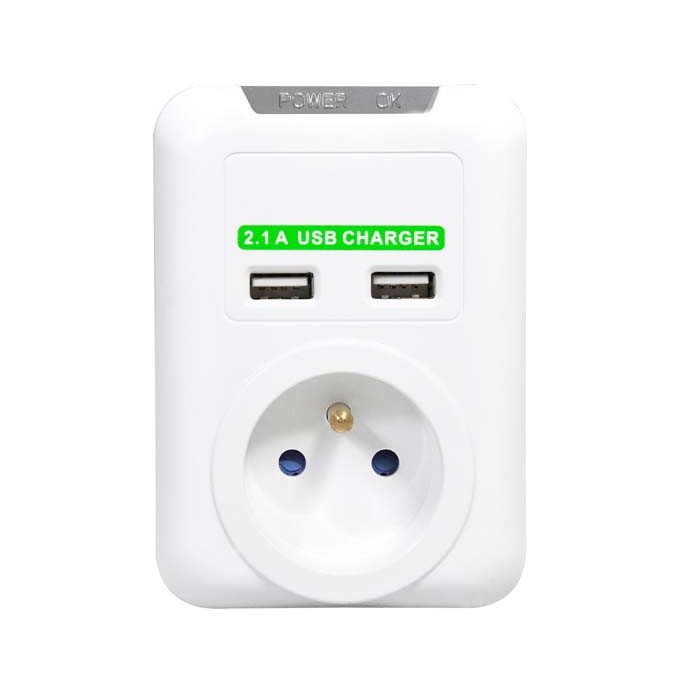 Cordless listwa zasilająca, 1 gniazdko, biała, Logo, 2x USB