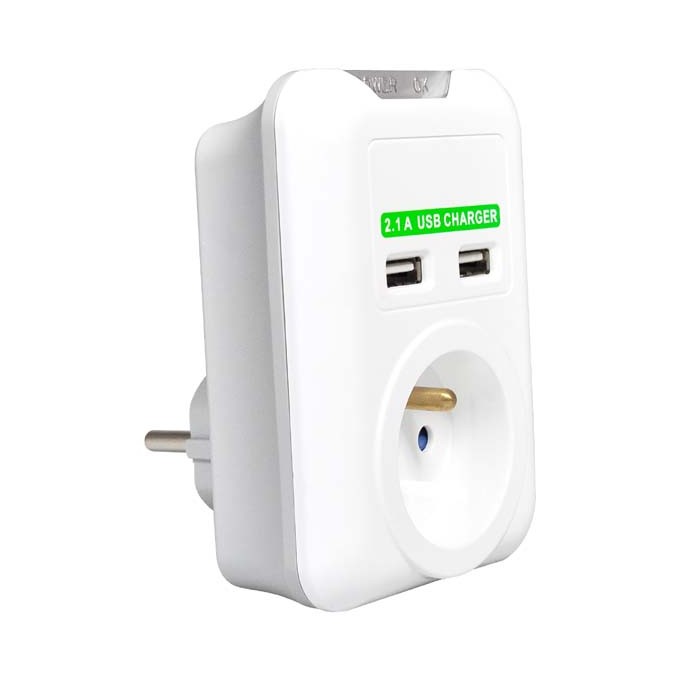 Cordless listwa zasilająca, 1 gniazdko, biała, Logo, 2x USB