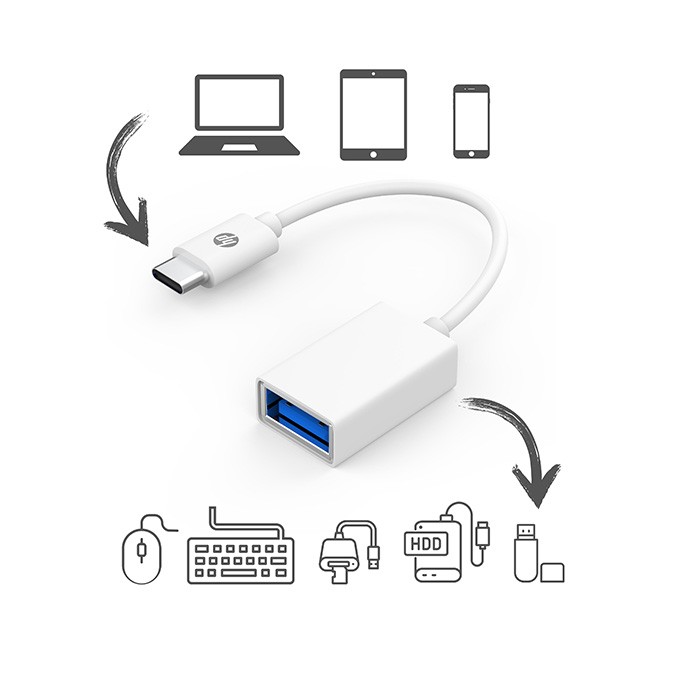 USB redukcja, (3.0), USB C (M) - USB A F, biała, Hewlett-Packard DHC-TC105