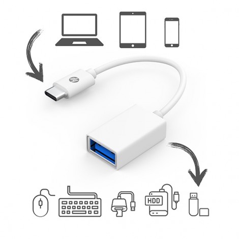 USB redukcja, (3.0), USB C (M) - USB A F, biała, Hewlett-Packard DHC-TC105
