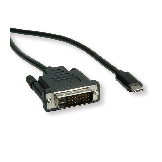USB/Video kabel, DP Alt Mode, USB C (M) - DVI (24+1) M, 2 m, okrągły, czarny, plastic bag, EOL