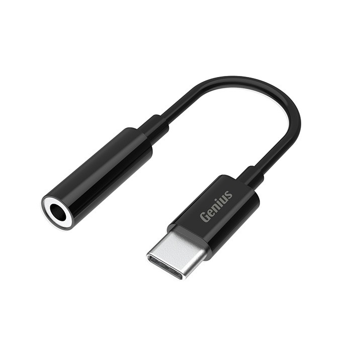 USB/Audio USB C (M) - Jack (3,5mm) F, stereo, czarna, Genius ACC-C100