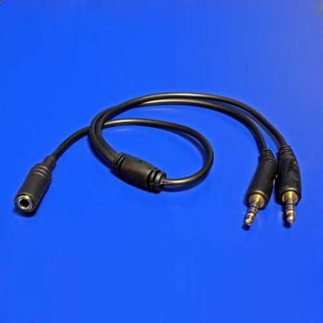 Audio rozgałęziacz, Jack (3,5mm) F - 2x Jack (3.5mm) M, stereo, czarna