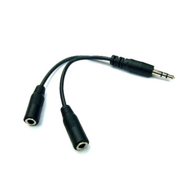 Audio rozgałęziacz, Jack (3,5mm) M - 2x Jack (3.5mm) F, 0.2 m, stereo, czarna, przewodowa