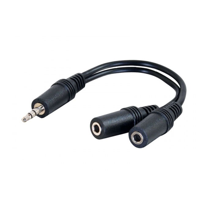 Audio rozgałęziacz, Jack (3,5mm) M - 2x Jack (3.5mm) F, 0.2 m, stereo, czarna, przewodowa
