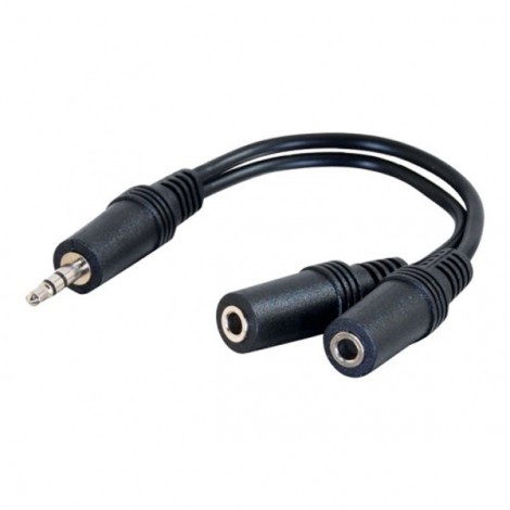 Audio rozgałęziacz, Jack (3,5mm) M - 2x Jack (3.5mm) F, 0.2 m, stereo, czarna, przewodowa