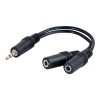 Audio rozgałęziacz, Jack (3,5mm) M - 2x Jack (3.5mm) F, 0.2 m, stereo, czarna, przewodowa