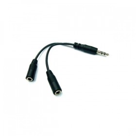 Audio rozgałęziacz, Jack (3,5mm) M - 2x Jack (3.5mm) F, 0.2 m, stereo, czarna, Logo przewodowa