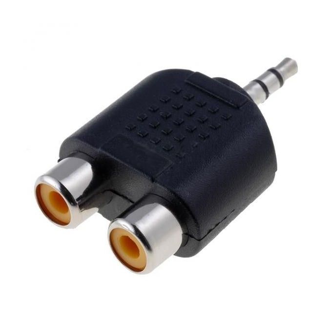 Audio redukcja, Jack (3,5mm) M - 2x CINCH F, stereo, czarna, Logo