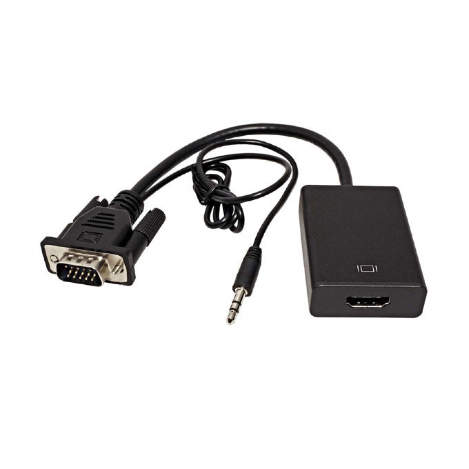 Video VGA (D-sub) (M) + audio jack (3.5mm) (M) - HDMI F, HDMI 1.3 - Standard, czarna, Logo blistr, EOL