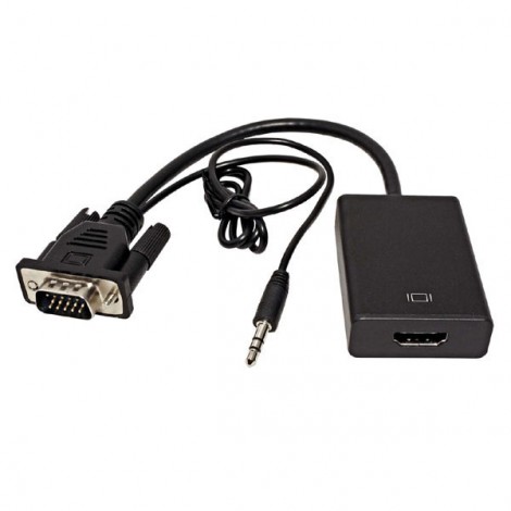 Video VGA (D-sub) (M) + audio jack (3.5mm) (M) - HDMI F, HDMI 1.3 - Standard, czarna, Logo blistr, EOL