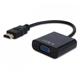 Video HDMI M - VGA (D-Sub) (F), 0.2 m, przewodowy, czarny