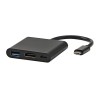 USB/Video Adapter  + HUB, DP Alt Mode, USB C (M) - HDMI F + USB C F (PD) + USB A F, czarny, All New box 4K2K@30Hz, USB 