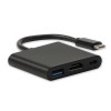 USB/Video Adapter  + HUB, DP Alt Mode, USB C (M) - HDMI F + USB C F (PD) + USB A F, czarny, All New box 4K2K@30Hz, USB 
