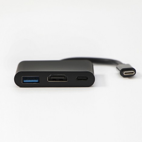 USB/Video Adapter  + HUB, DP Alt Mode, USB C (M) - HDMI F + USB C F (PD) + USB A F, czarny, All New box 4K2K@30Hz, USB 