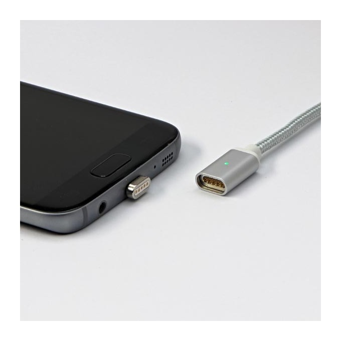 USB końcówka, USB C (M) - połączenie magnetyczne, srebrna, do użytku z kablem magnetycznym