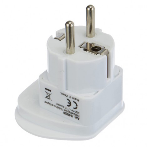 230V Adapter podróżny, CEE7 (widelec) - gniazdo, biały, do zagranicznego gniazda 230V Adapter podróżny, CEE7 (widelec) - gniazdo, biały, do zagranicznego gniazda