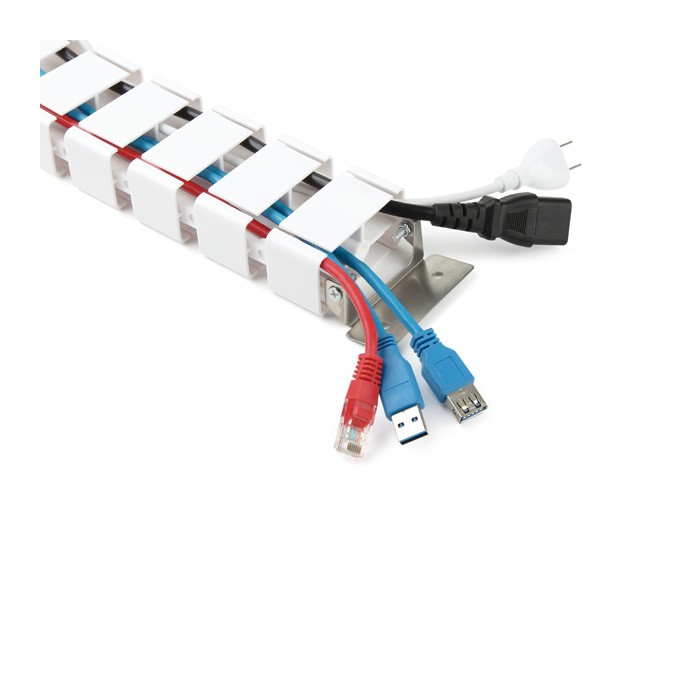 Organizer kabli, Maskownica do kabli regulowana, biały, 1.3mm, do stołów z regulacją wysokości, Powerton
