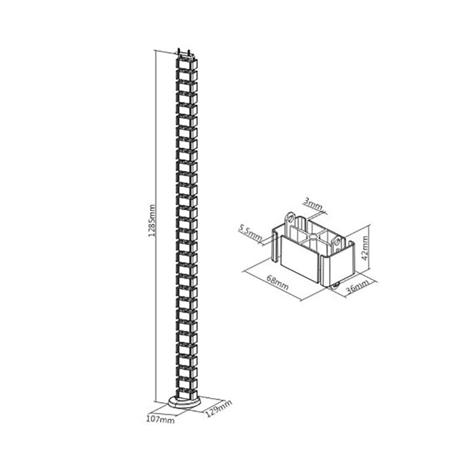 Organizer kabli, Maskownica do kabli regulowana, biały, 1.3mm, do stołów z regulacją wysokości, Powerton