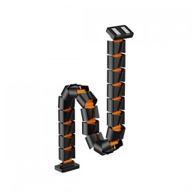 Organizer kabli, Gęsia szyja z magnetycznym mocowaniem, czarno-pomarańczowy, 1285mm, do stołów z regulacją 