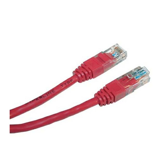 Przewód LAN UTP patchcord, Cat.5e, RJ45 M - RJ45 M, 0.25 m, nieekranowany, czerwony, economy, EOL