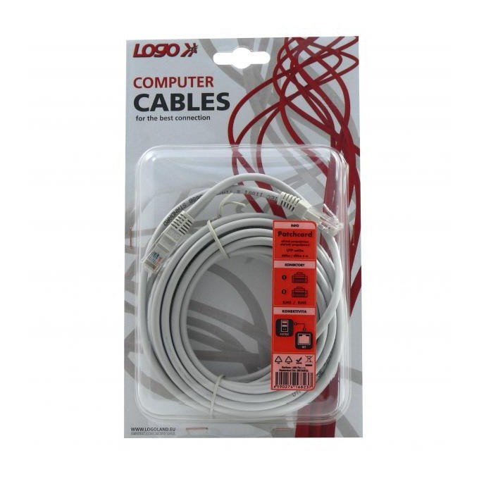 Przewód LAN UTP patchcord, Cat.5e, RJ45 M - RJ45 M, 5 m, nieekranowany, szary, Logo blistr
